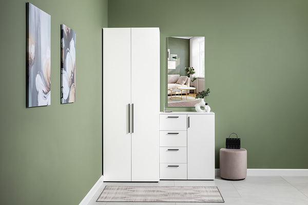 Зеркало навесное Эйр 17.13 белый РЕ шагрень, вертикальное и горизонтальное навешивание