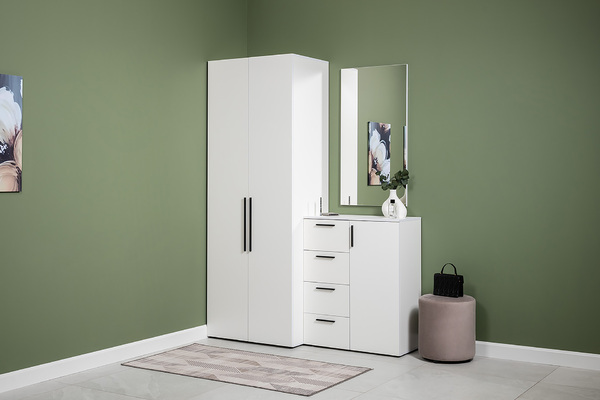 Прихожая Эйр композиция 2 белый PE шагрень, собирается на любую сторону