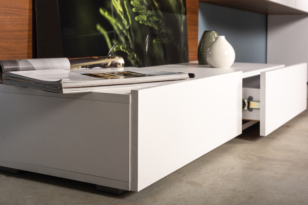 Гостиная Гринвич композиция 1 орех селект каминный, белый премиум 120х42х165 шкаф и тумба