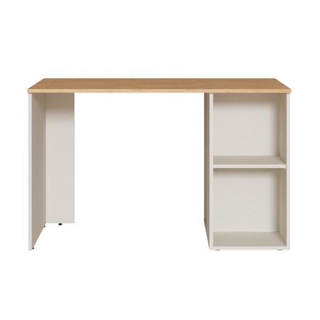 Стол письменный Лайт 12.163 сатин 7045 SU, гикори рокфорд натуральный KO86 PW, сборка на любую сторону, два варианта сборки тумбы