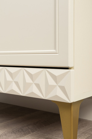 Гостиная Марион композиция 1 слоновая кость С341 PE, слоновая кость 6898 ПВХ, белый PE шагрень (собирается на любую сторону)