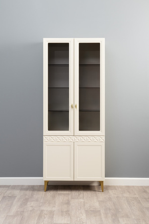 Гостиная Марион композиция 3 слоновая кость С341 PE, слоновая кость 6898 ПВХ, белый PE шагрень (собирается на любую сторону)