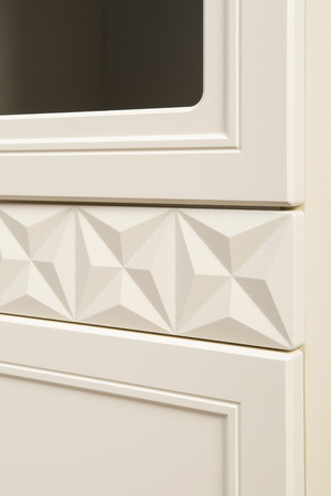 Гостиная Марион композиция 3 слоновая кость С341 PE, слоновая кость 6898 ПВХ, белый PE шагрень (собирается на любую сторону)