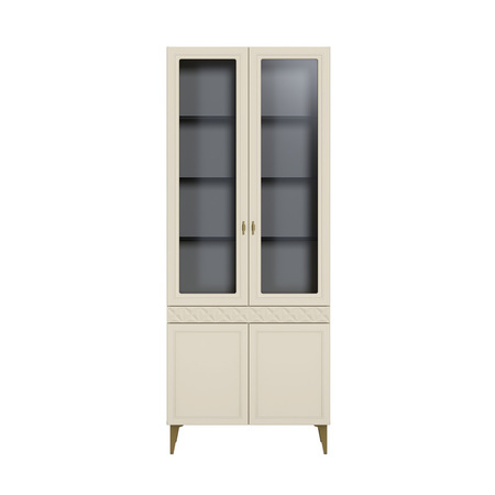 Гостиная Марион композиция 2 слоновая кость С341 PE, слоновая кость 6898 ПВХ, белый PE шагрень (собирается на любую сторону)