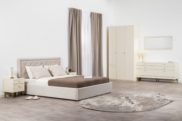 Тумба прикроватная Марион 16.14 слоновая кость С341 PE, слоновая кость 6898 ПВХ, белый PE шагрень