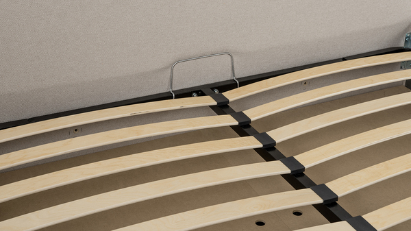 Кровать Миа 180 светло-бежевый, кант желтовато-коричневый с ортопедическим основанием и подъемным механизмом