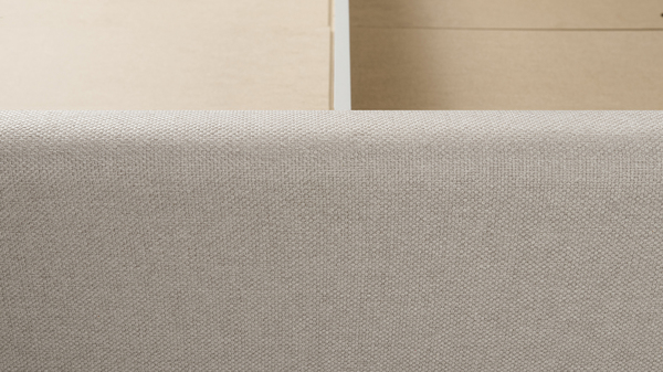 Кровать Миа 140 рогожка светло-бежевый, кант желтовато-коричневый с ортопедическим основанием и подъемным механизмом