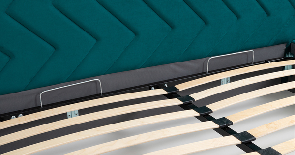 Кровать Милана 140 велюр сине-зеленый с ортопедическим основанием и подъемным механизмом