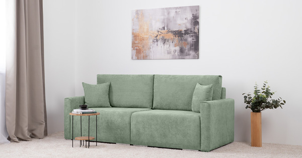 Диван-кровать прямой Оксфорд 715 композиция 3, STORM 9 мятный, модульная система