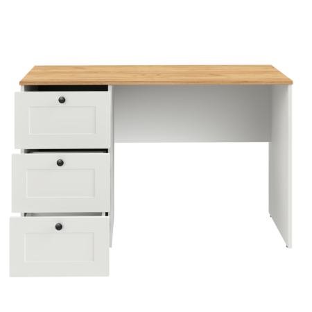 Стол письменный Остин 12.159 белый PE шагрень, дуб золотой CRAFT, белая шагрень 4101 ПВХ, сборка на любую сторону