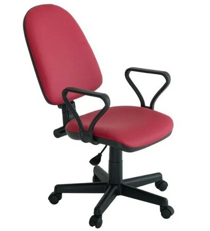 Кресло Престиж Самба обивка кожзам бордо, подлокотники пластик, крестовина пластик, механизм отклонения спинки