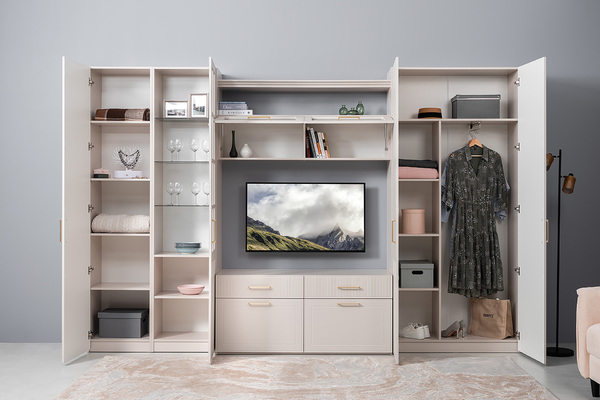 Шкаф навесной Ричфорд 16.328 кашемир 5981 BS, моно керамика D166-2 ПВХ