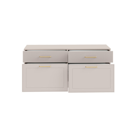 Гостиная Ричфорд композиция 2 без карнизов, кашемир 5981 BS, моно керамика D166-2 ПВХ, белый PE шагрень (собирается на любую сторону)