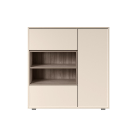 Комод Тайл 16.236 сатин 7045 SU, эмили блаш U9135, белый PE шагрень, собирается на любую сторону